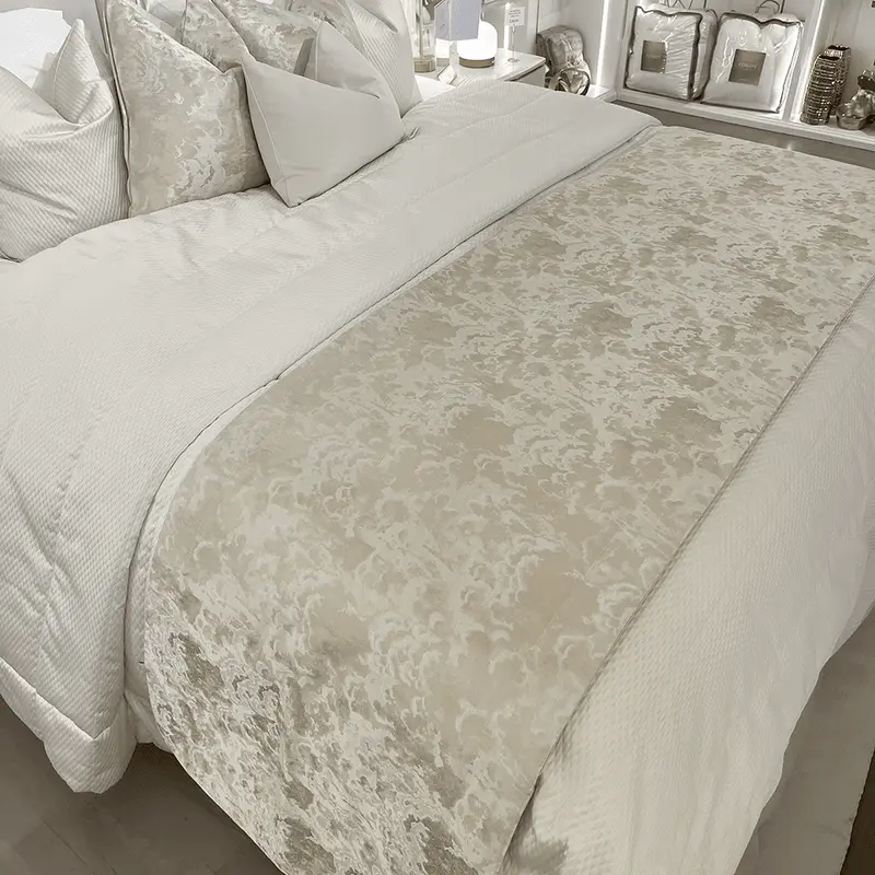 Yasmin Gold & Cream Metallic Cloud Print Bed Runner