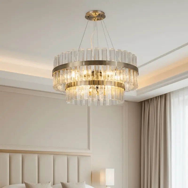 Abby Large Luxury Glass & Brass Tiered Chandelier