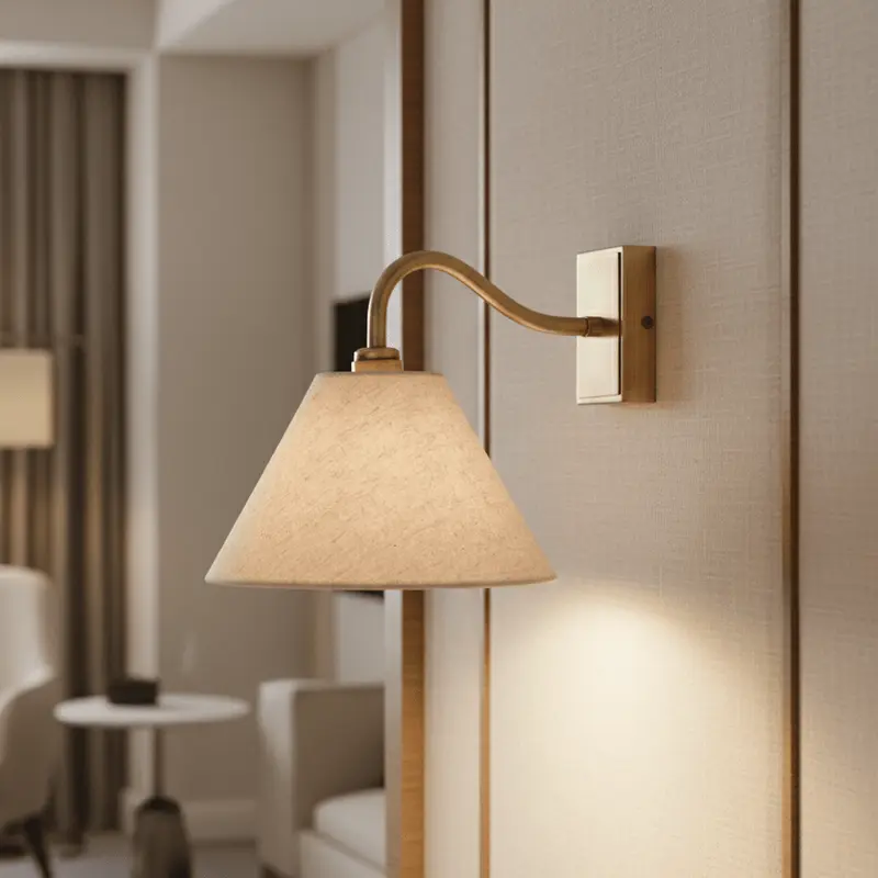 Ana Brushed Brass Wall Light with Linen Shade