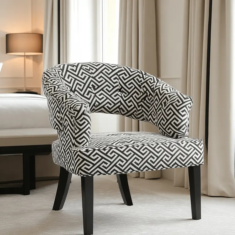 Andromeda Black & Cream Geometric Pattern Accent Chair