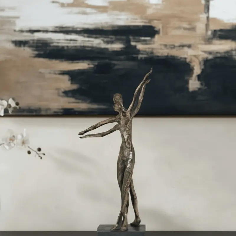 Antique Brass Standing Couple Sculpture