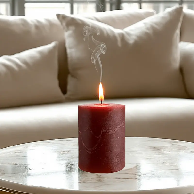 Cerise Small Burgundy Pillar Candle