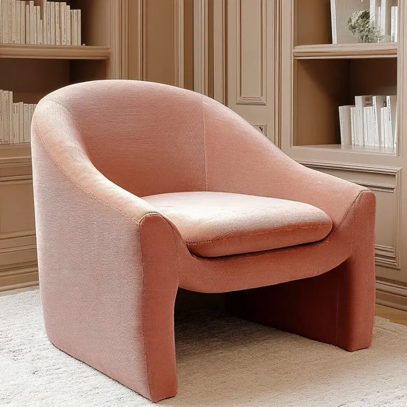 Cosmo Peachy Pink Chenille Statement Accent Chair