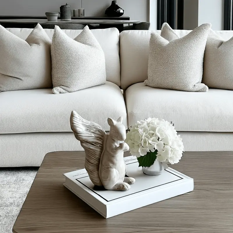 Cream Ceramic Decorative Squirrel Ornament