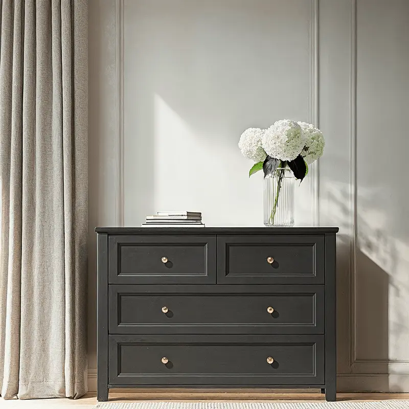 Cynthia Black 4 Drawer Chest with Gold Handles