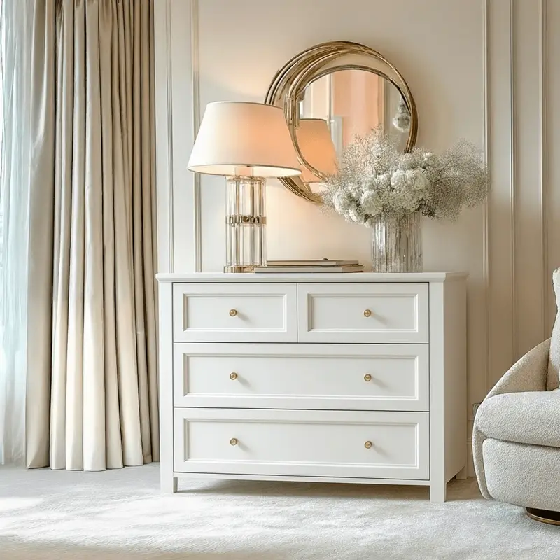 Cynthia White 4 Drawer Chest with Gold Handles