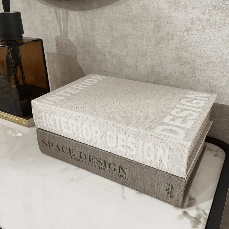 Elsie Neutral Decorative Book Boxes - Set of 2