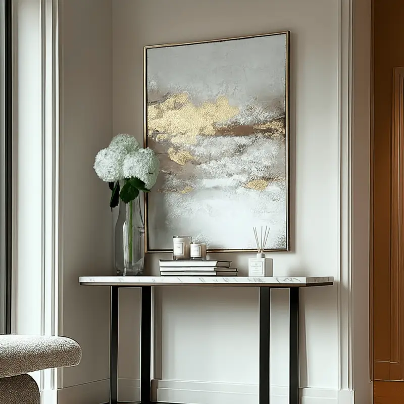 Evangeline Gold Abstract Textured Canvas in Gold Frame