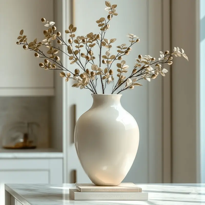 Faux Gold Metallic Rose Hip Spray Single Stem Floral