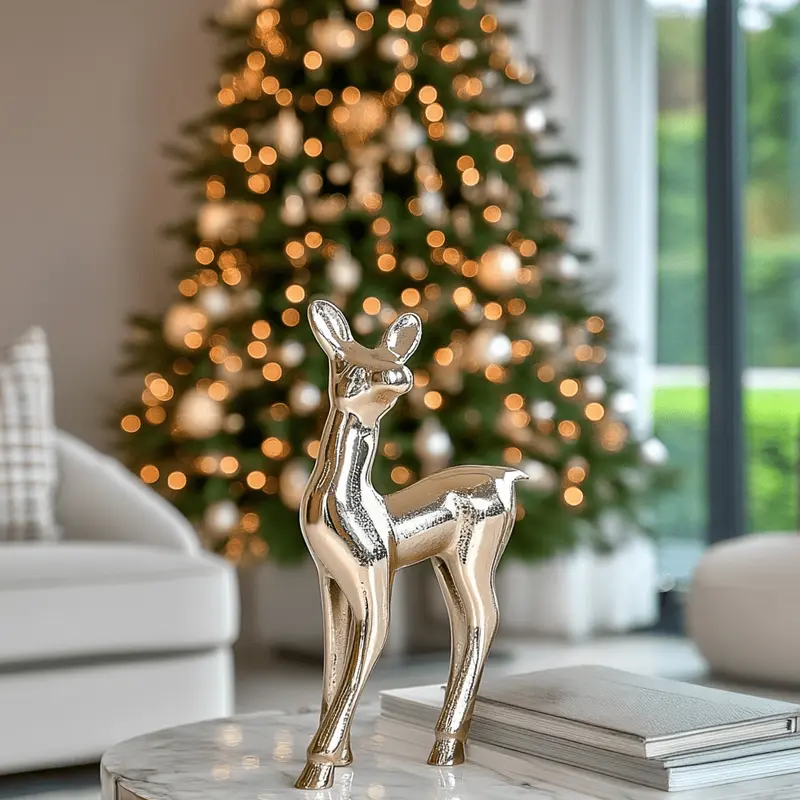 Gold Decorative Festive Reindeer Ornament