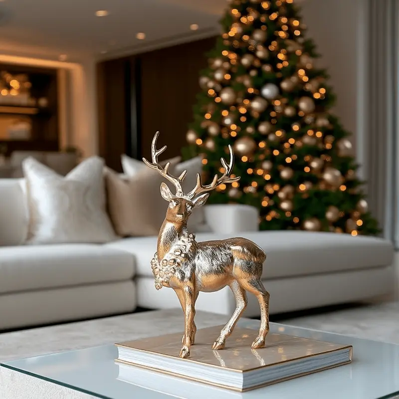Gold Decorative Festive Standing Reindeer Ornament