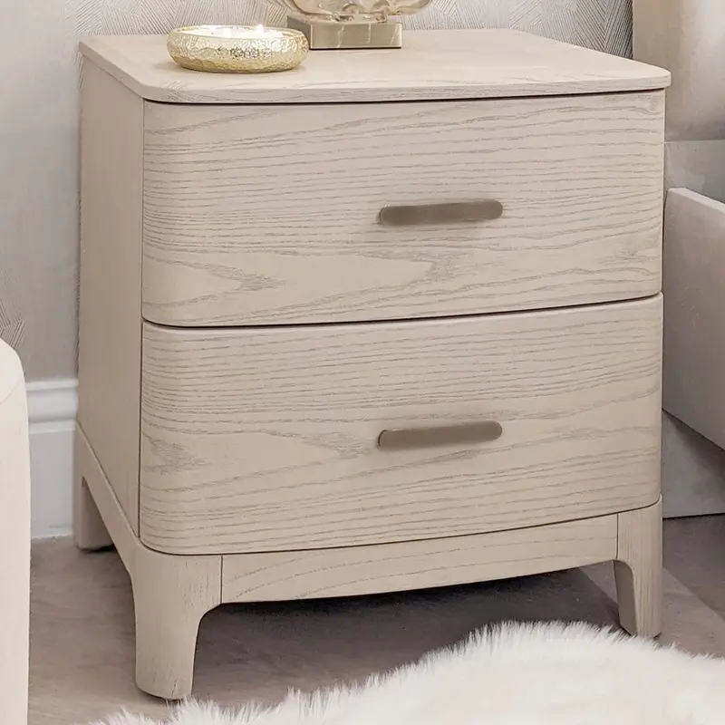 In Stock - Dahlia Lightwash Wood 2 Drawer Bedside Table