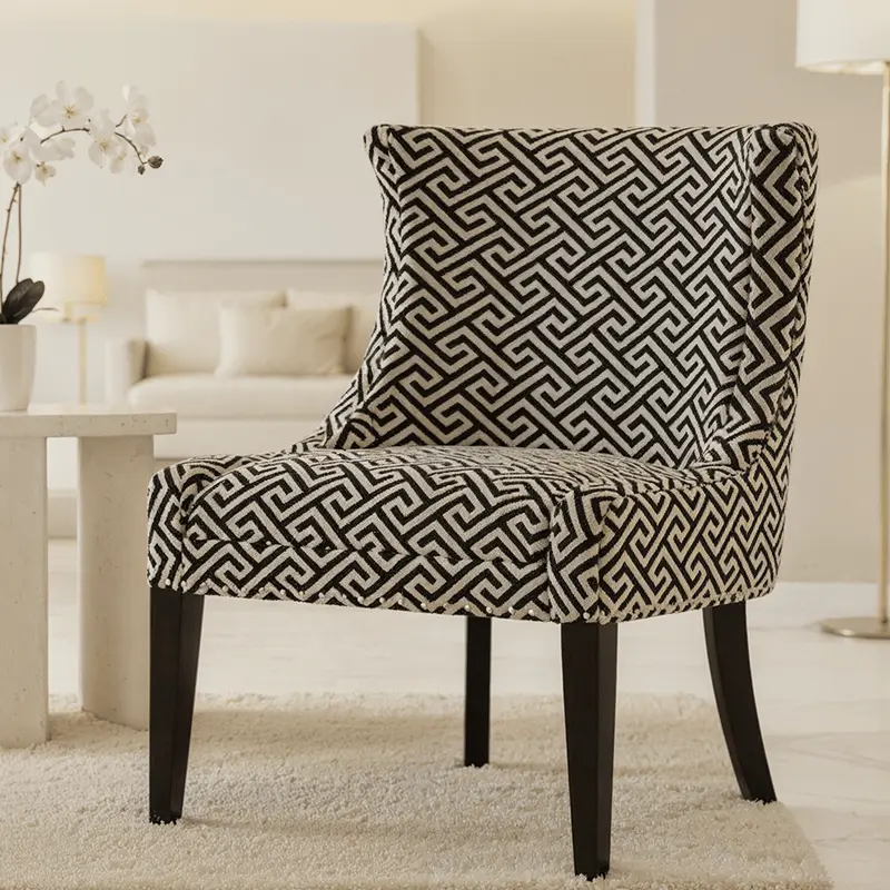 Marcelline Black & Grey Geometric Pattern Lounge Chair