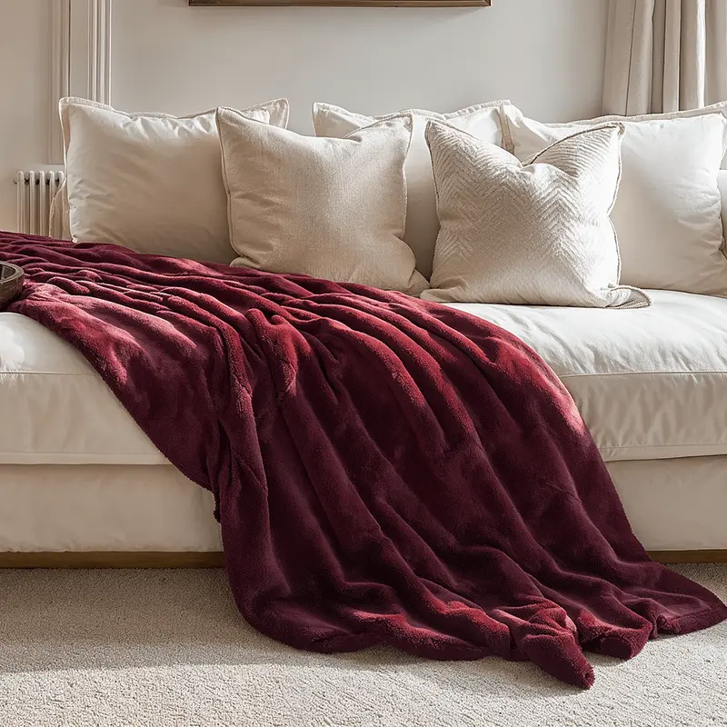 Marlowe Burgundy Faux Fur Throw