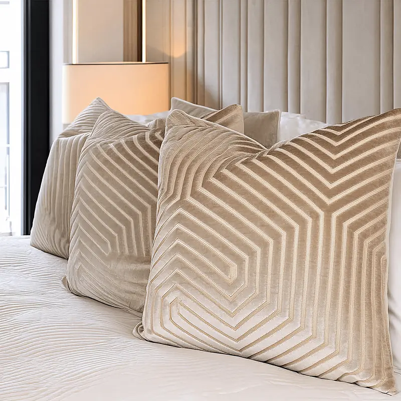 Milly Mink Velvet Geometric Cushion - 45x45cm