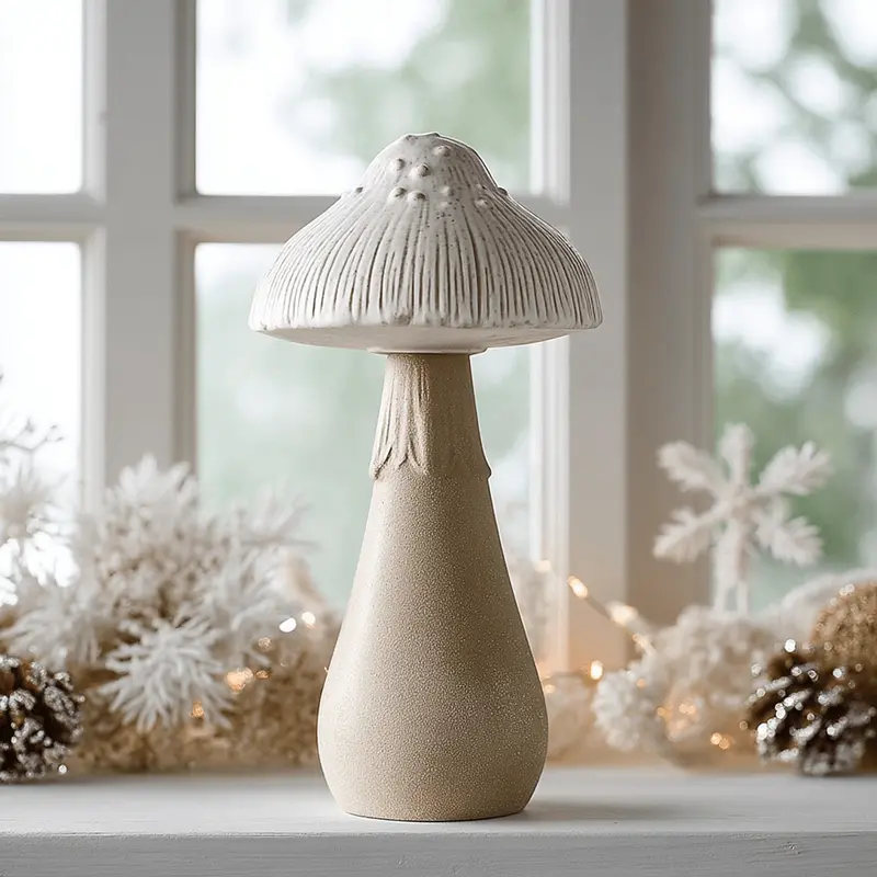 Neutral Decorative Mushroom Ornament