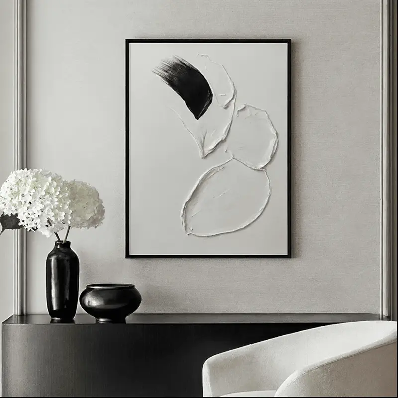 Regent Monochrome 3D Paint Stroke Effect Canvas Wall Art - III