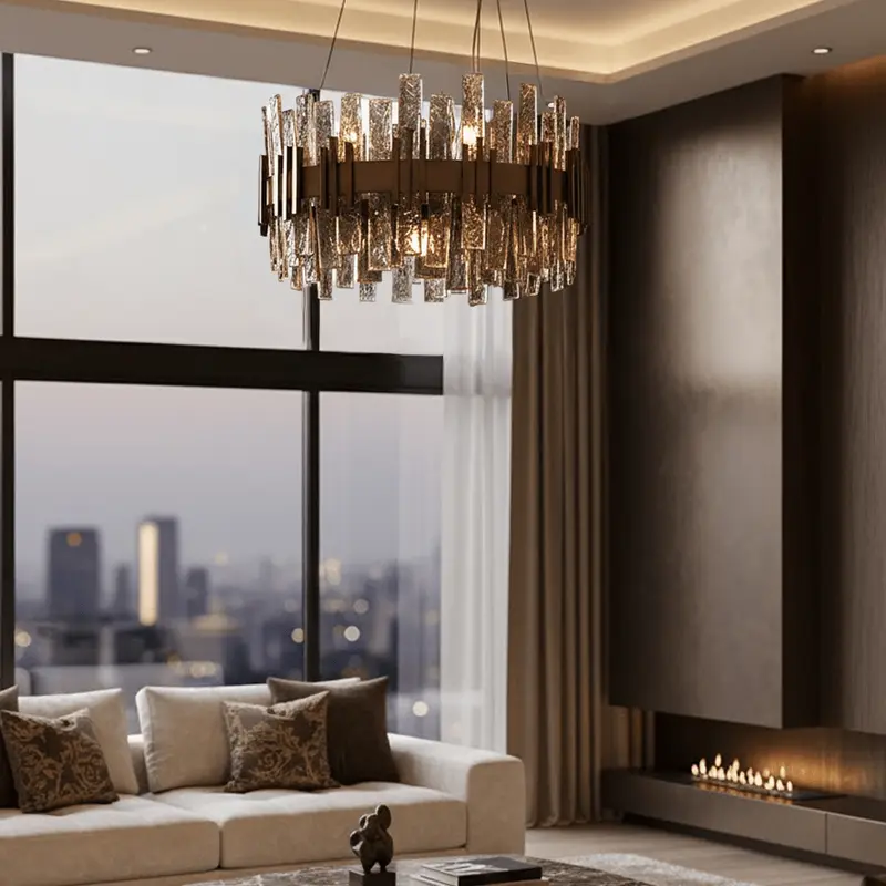 Selestia Large Aged Brass & Glass Statement Ceiling Light