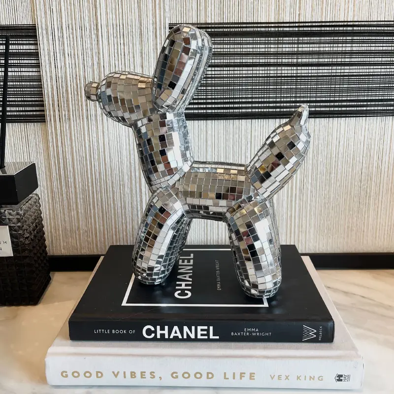 Silver Disco Decorative Balloon Dog Ornament