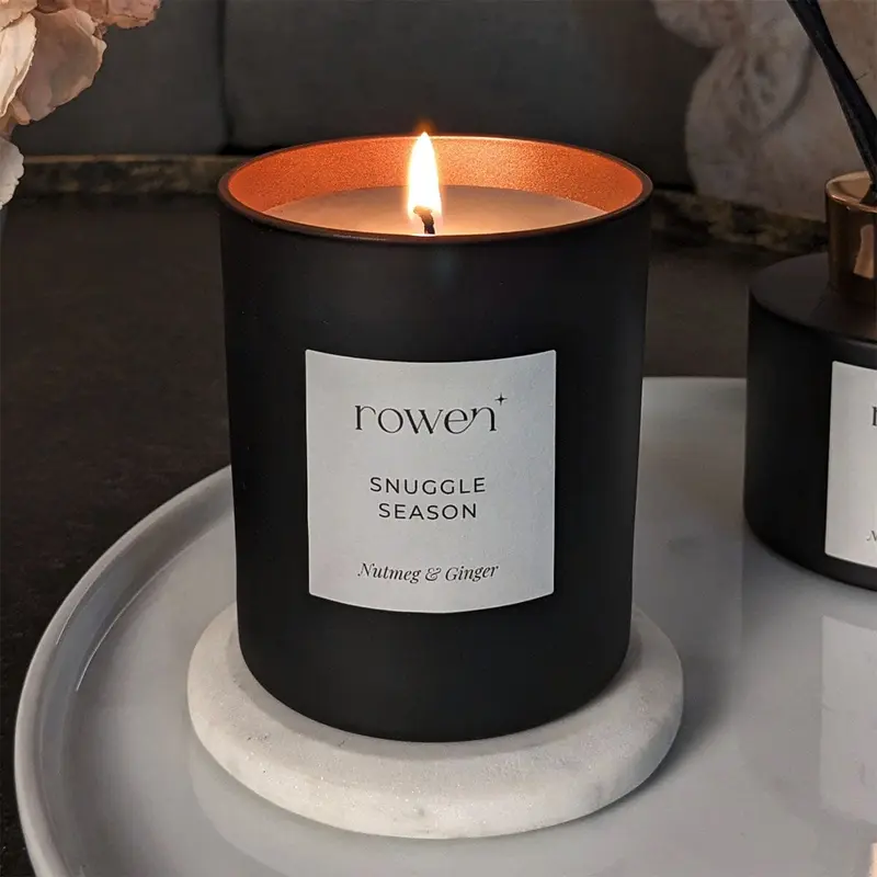 Snuggle Season Black & Rose Gold Scented Candle - Nutmeg & Ginger