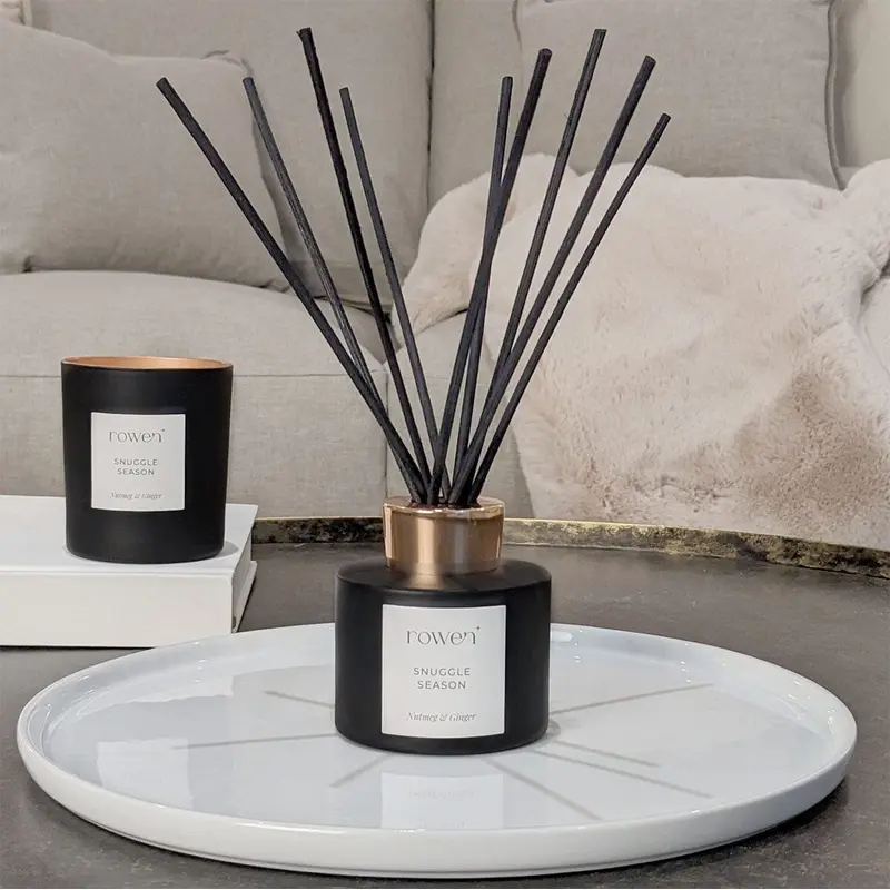 Snuggle Season Black & Rose Gold Scented Reed Diffuser - Nutmeg & Ginger 120ml