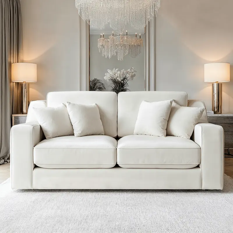 Victoria Cream Velvet 3 Seater Sofa