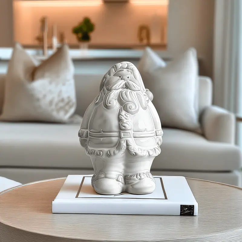 White Ceramic Decorative Santa Ornament