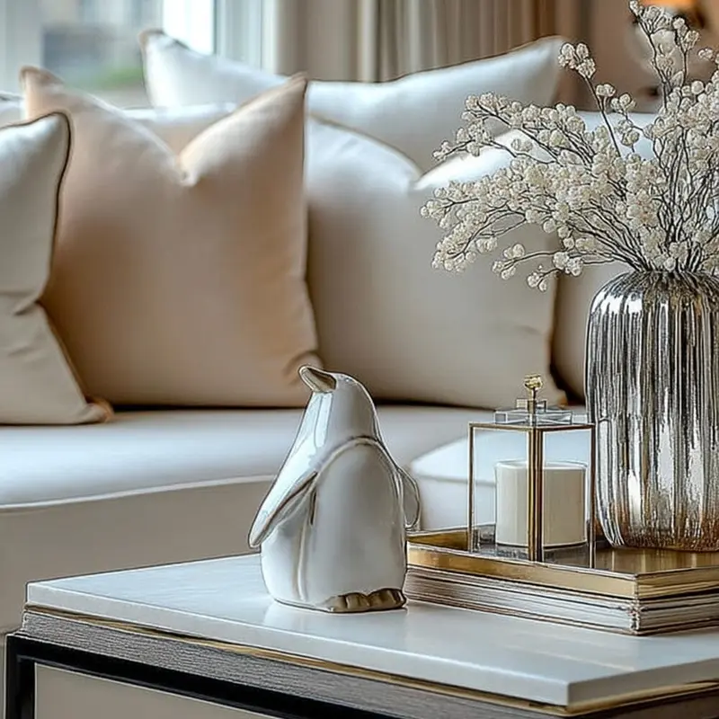 White Mini Ceramic Decorative Penguin Ornament