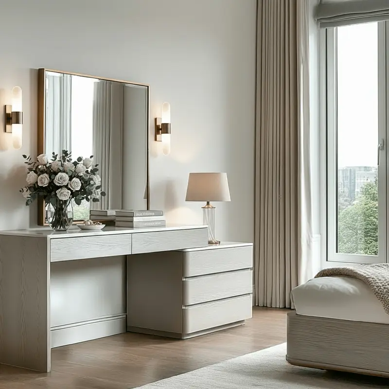 Zendaya 2 Drawer Washed Oak Dressing Table & 3 Drawer Chest with Stone Top