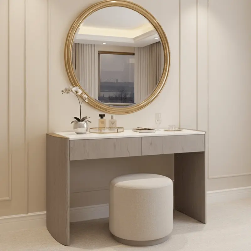 Zendaya 2 Drawer Washed Oak Dressing Table with Stone Top