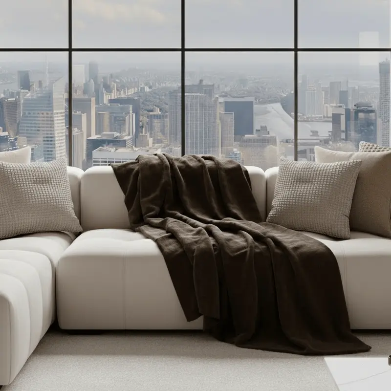 Zephyr Chocolate Brown Heavy Chenille Velvet Throw