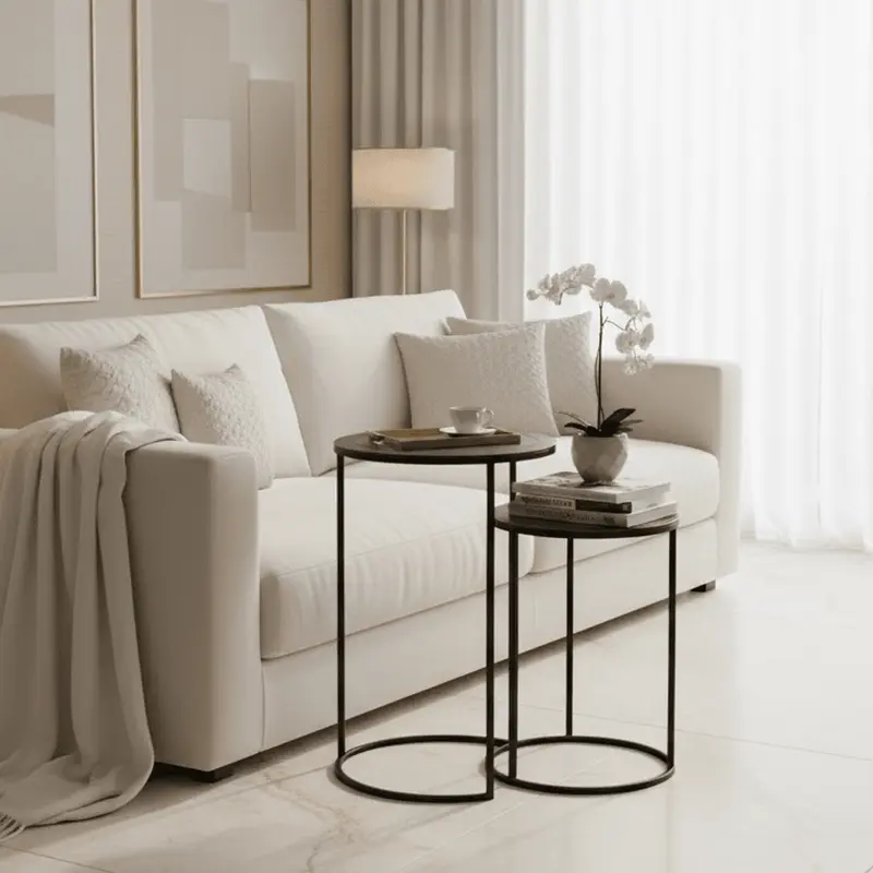 Adele Black Tall Round Nested Metal Side Tables - Set of 2