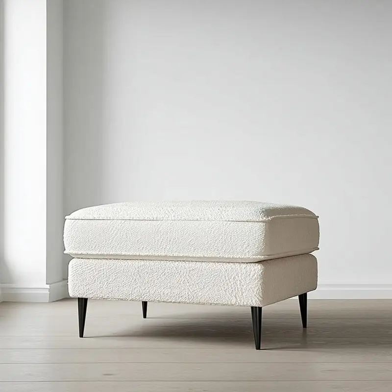 Alaina Cloud Boucl Footstool with Black Legs
