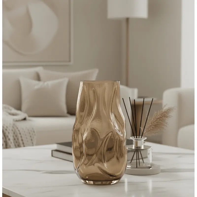 Arina Decorative Brown Glass Abstract Vase