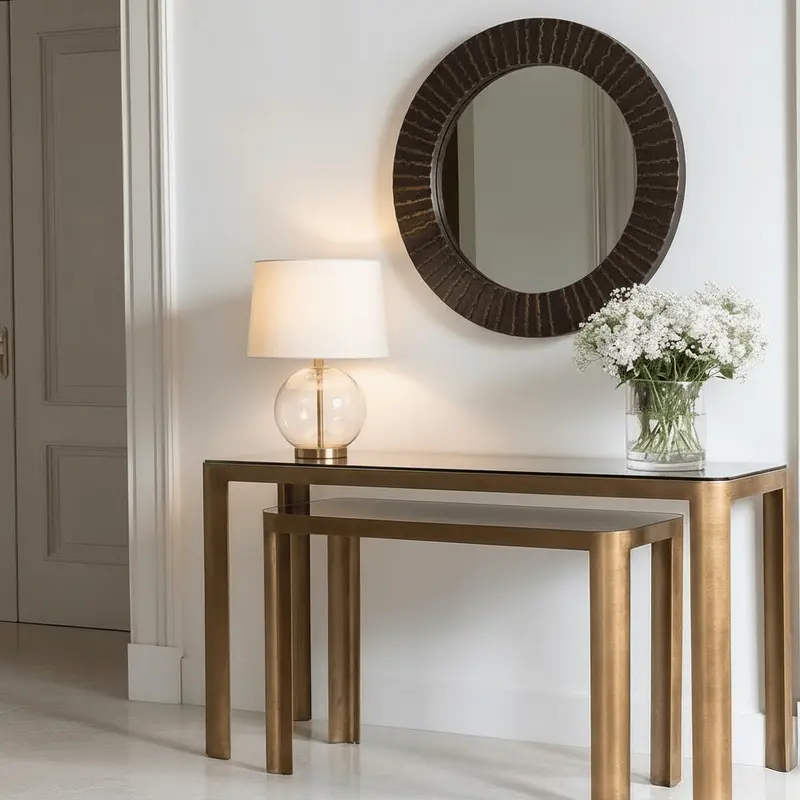 Ashcroft Bronze & Smoked Glass Console Tables - Set of 2