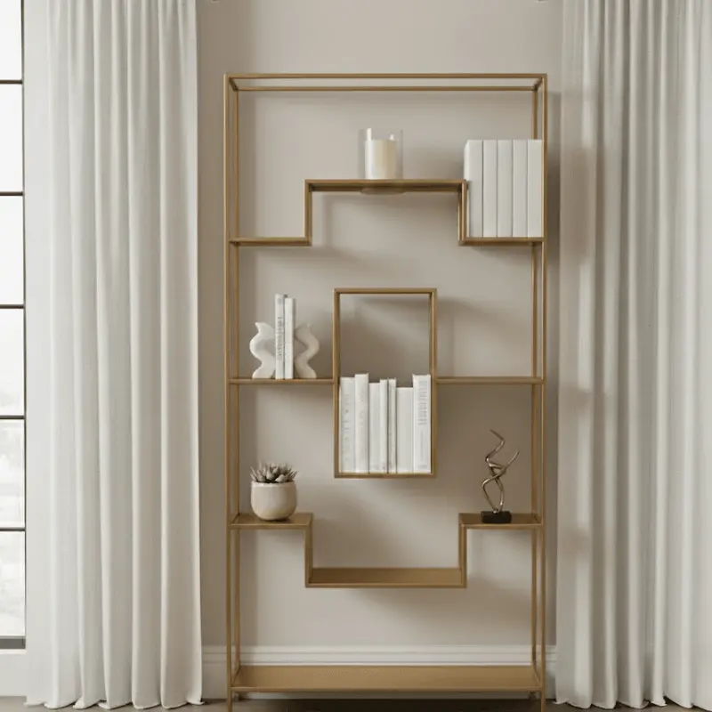 Ayesha Antique Brass Decorative Shelving Unit