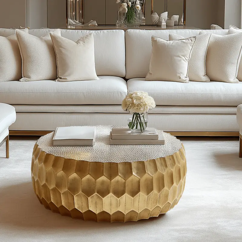 Cora Antique Gold Round Coffee Table