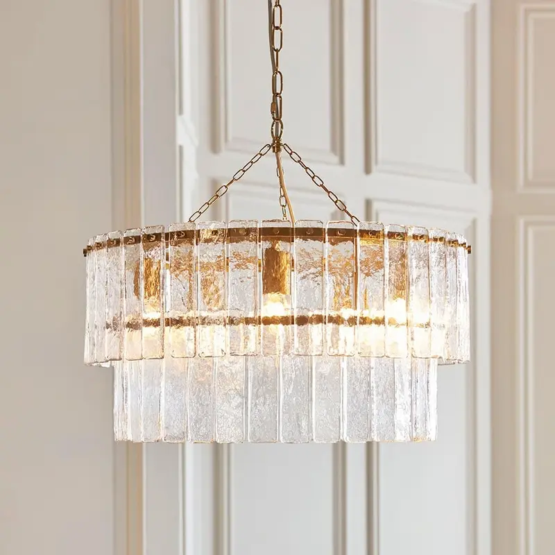 Daphne Gold & Rippled Glass 5 Light Chandelier