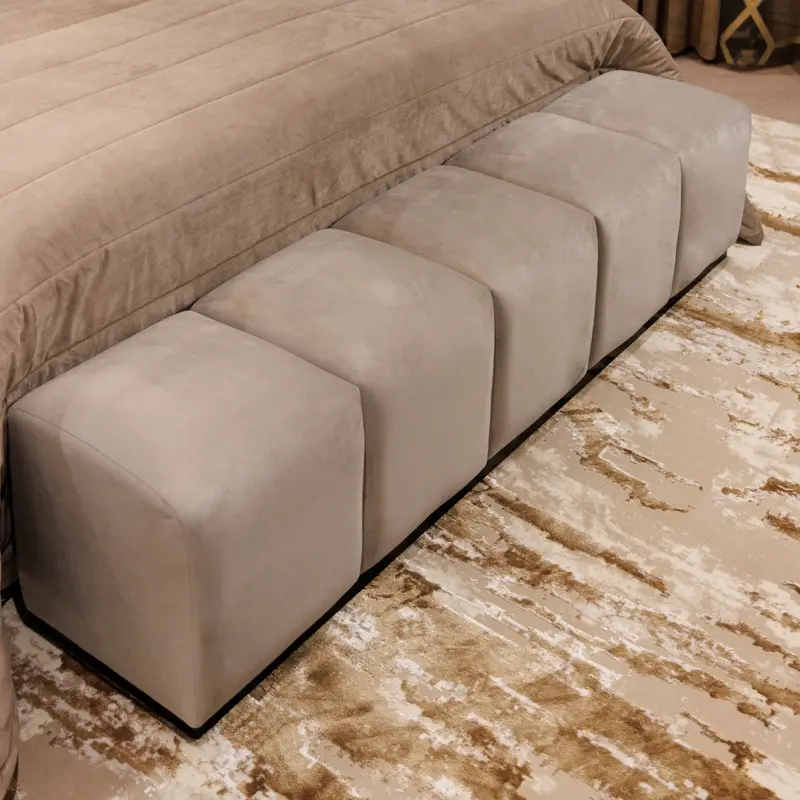 Dove Grey Luxury Velvet Upholstered Bench
