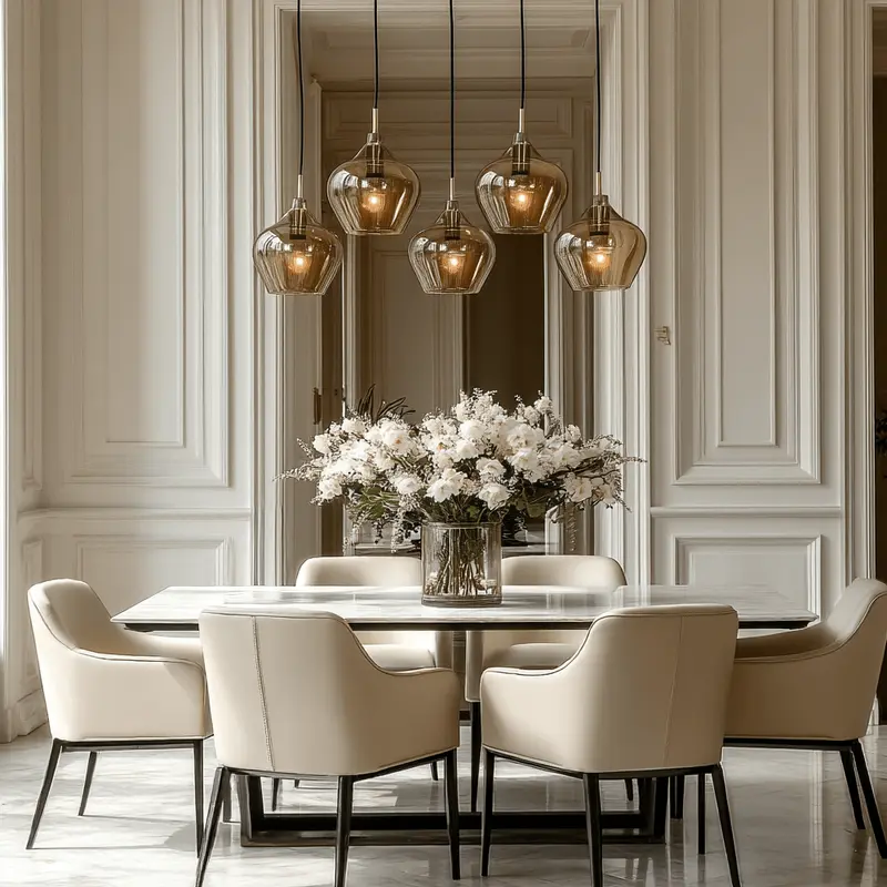 Ellen Black Smoked Glass 5 Light Pendant Ceiling Light