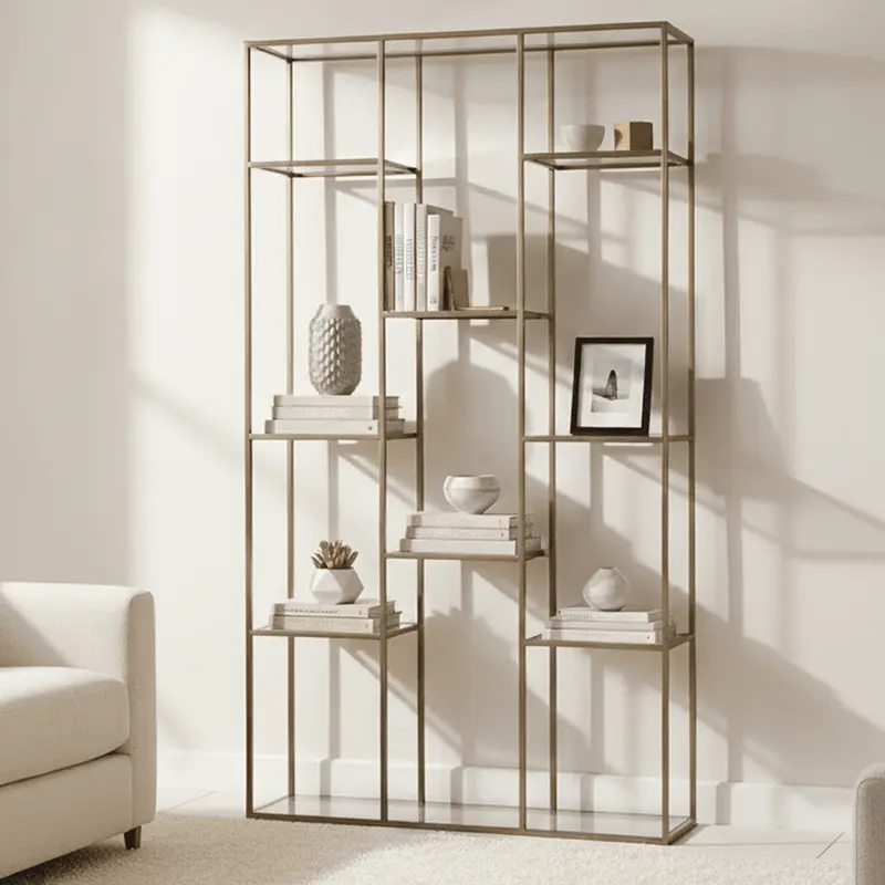 Ellia Brass & Glass Tall Open Display Shelf