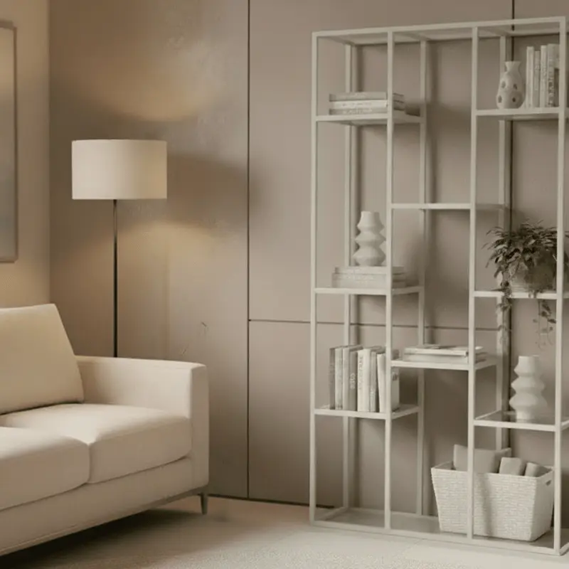 Ellia Cream and Ribbed Glass Tall Open Display Shelf