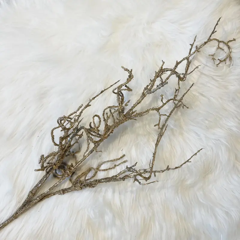 Faux Golden Textured Branch Single Stem Floral