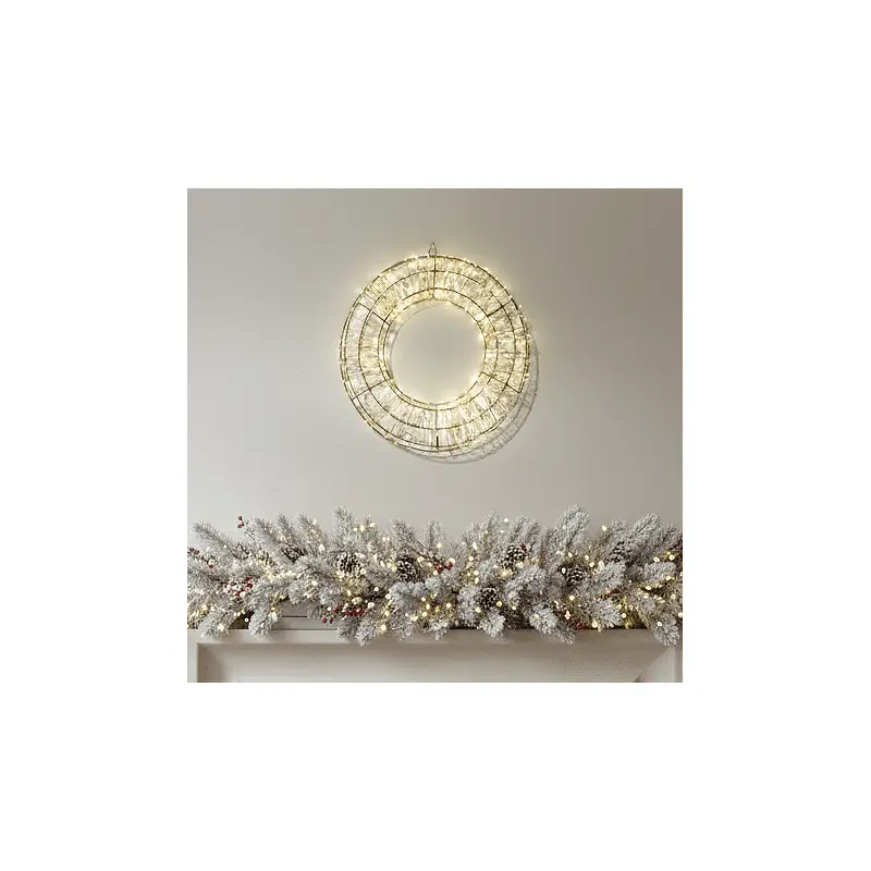 Gold Warm LED Light Up Wreath
