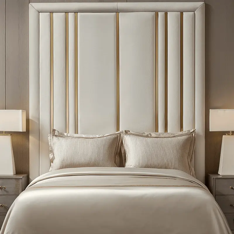 Isabelle Luxury Cream Velvet Headboard with Gold Detailing