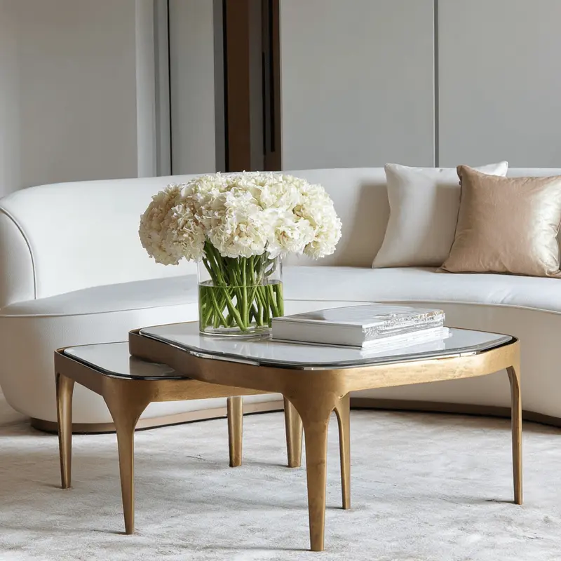 Jenny Antique Bronze & Smoked Glass Nested Coffee Tables - Set of 2