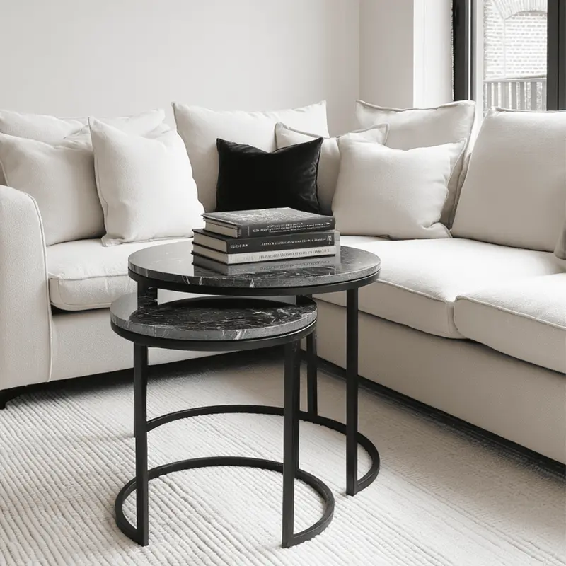 Keller Black Marble Nesting Side Tables