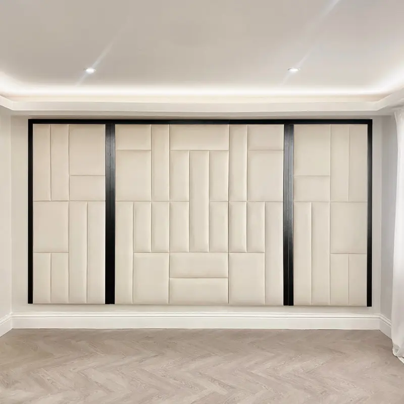 Kensington Cream Premium Abstract Headboard Set of 2 Wings