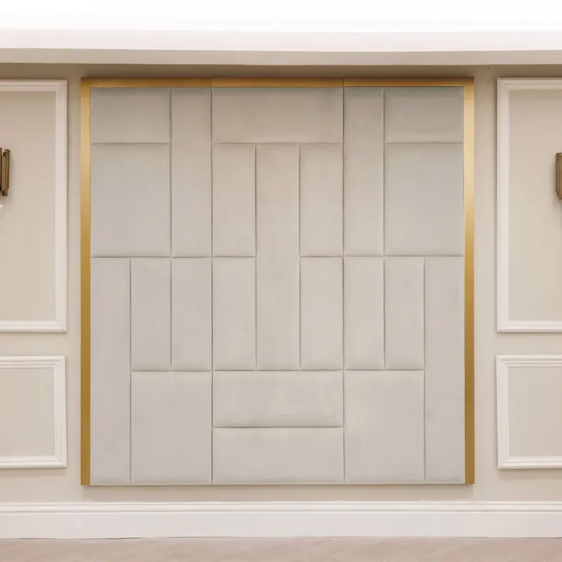 Kensington Grey & Gold Premium Abstract Headboard