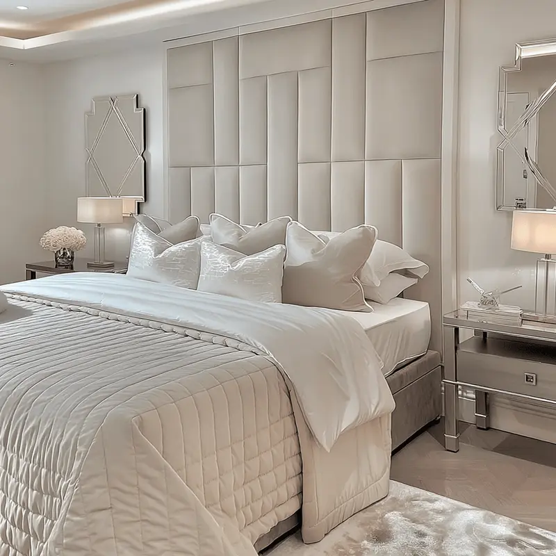 Kensington Grey & Off White Premium Abstract Headboard